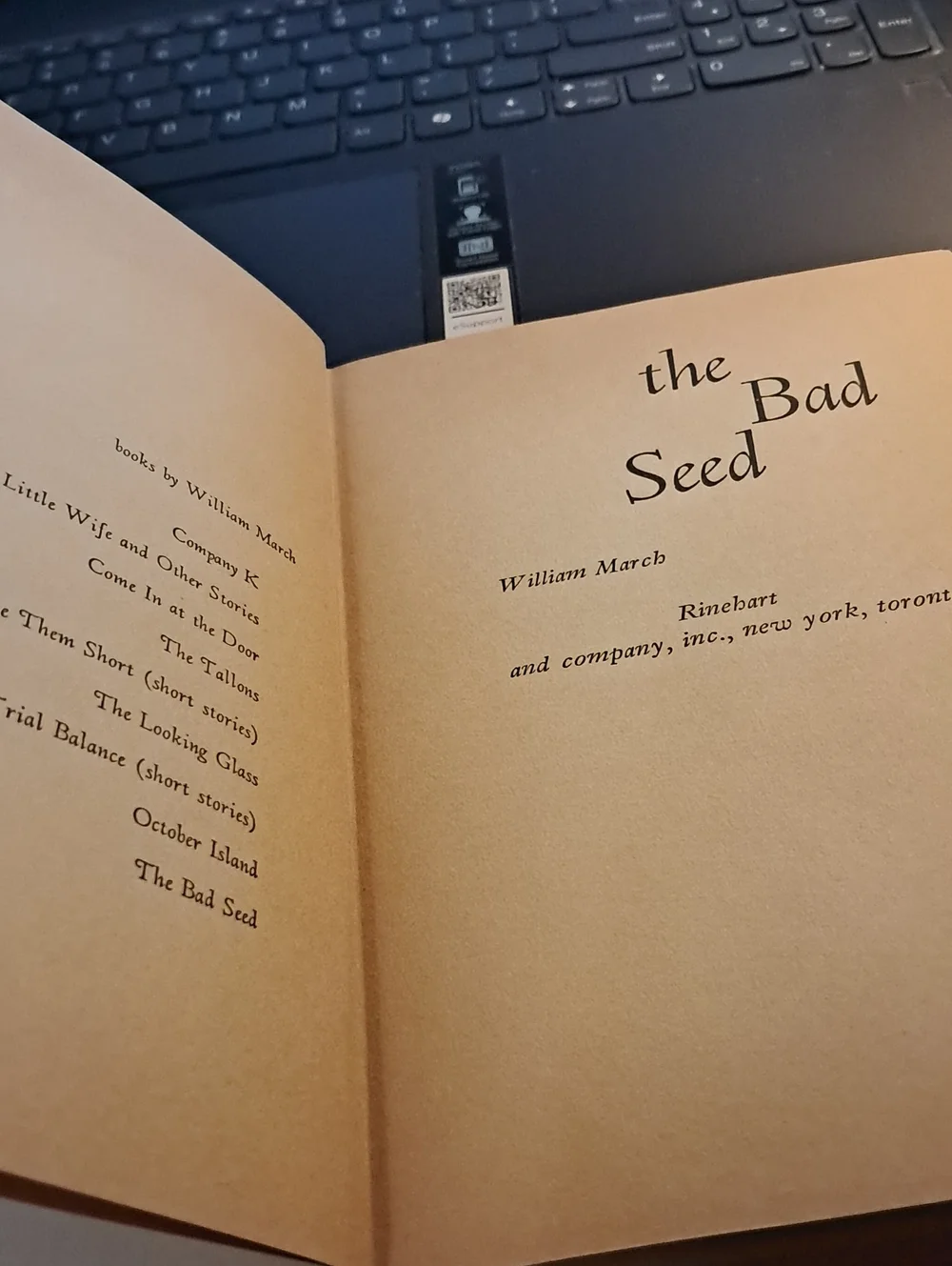 1954 The Bad Seed by William March - Black Hardcover